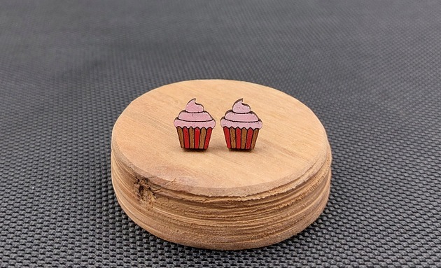 kolczyki drewniane Kolczyki drewniane BABECZKI RÓŻOWE