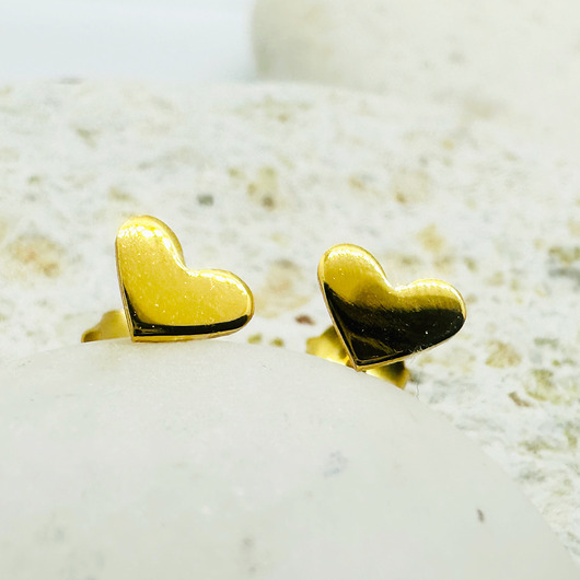 kolczyki pozłacane Złote kolczyki serca, mini sztyfty serduszka, komunia