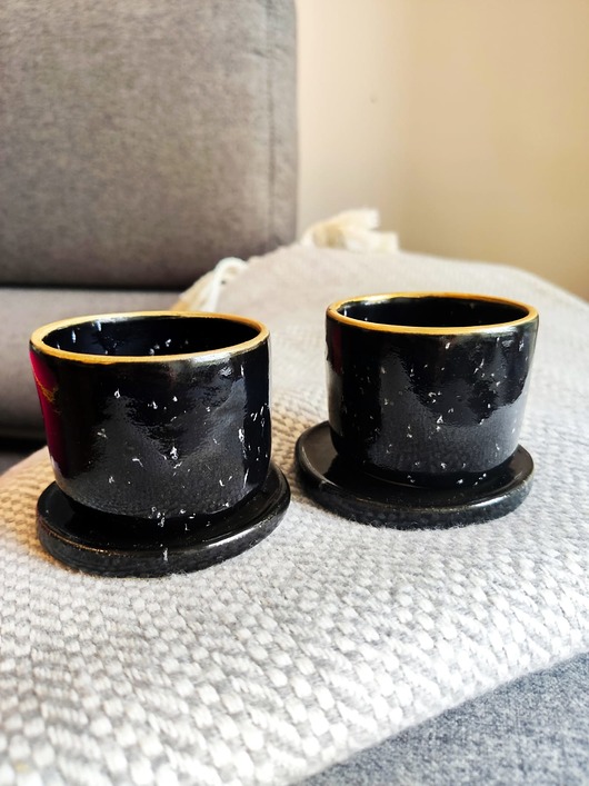 Ceramiczny zestaw espresso  kubeczek + talerzyk POTPOTSTUDIO