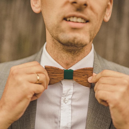 muszki i krawaty Drewniana muszka BOHO GREEN