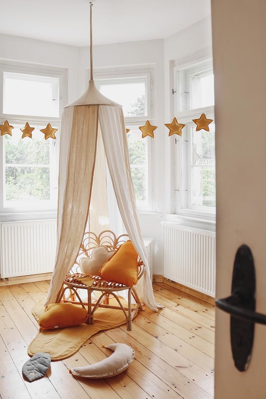 namioty i tipi dla dzieci Teepee baldachim beżowo waniliowy "Muślin"-Babo