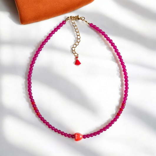 chokery Choker : energy : summer collection : jadeit i ceramiczne serduszko