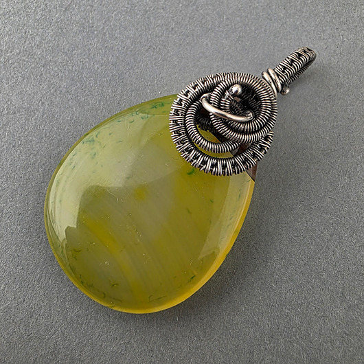 wisiory Sun - agat słoneczny w srebrze, wire-wrapping