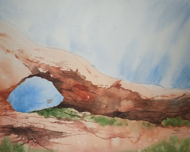 obrazy WYPRZEDAŻ SZTUKI! Akwarela Skała oryginalny obraz 300g 32x46 cm