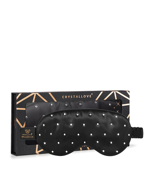 opaski na oczy CRYSTALLOVE Opaska na oczy z jedwabiu z kryształkami - black