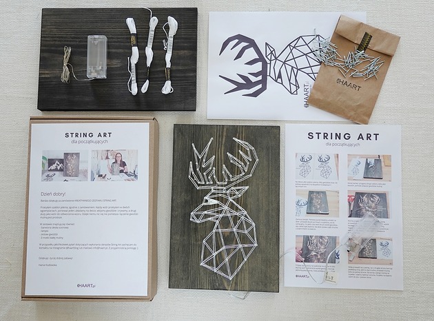 Ozdoby na ścianę JELEŃ świecący BOX DIY String art kreatywny zestaw zrób to sam