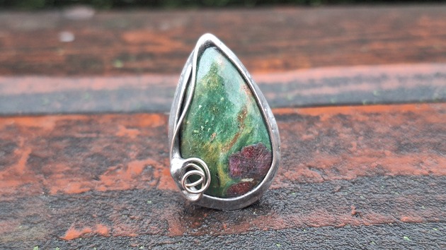 pierścionki - różne Rubin w fuksycie - pierścionek regulowany