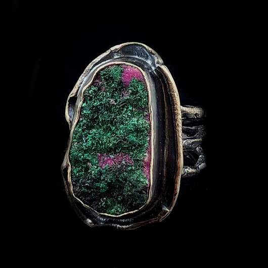 pierścionki srebrne Pierścionek Malachit włóknisty z kobaltokalcytem