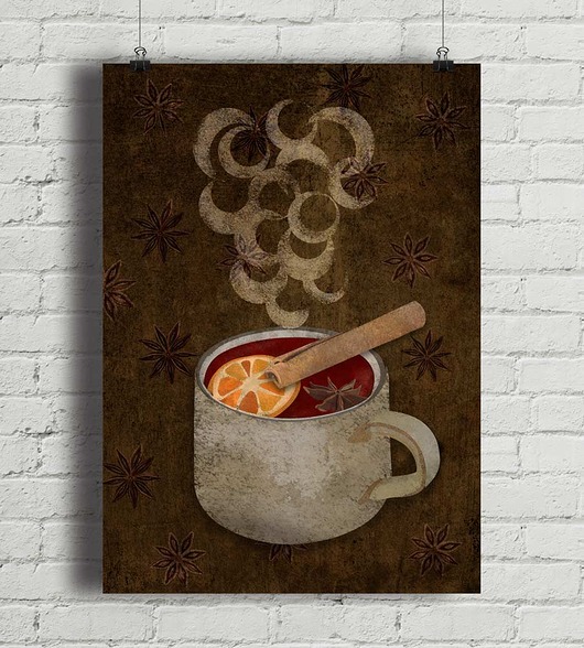 Grzane wino - plakat fine art, giclee minimalmill