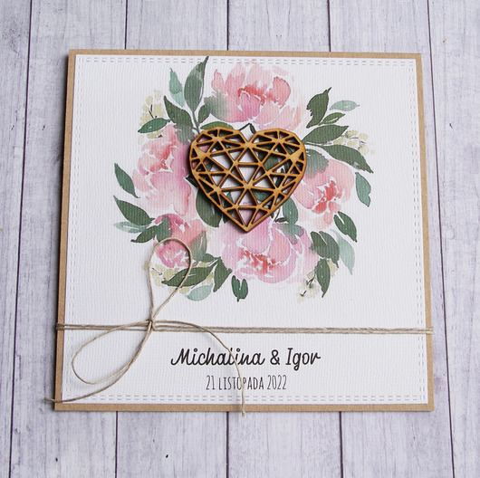 zaproszenia i kartki na ślub Kartka w pudełku : serce : personalizacja