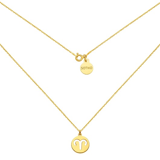 srebrne naszyjniki Złoty naszyjnik z zodiakiem Barana