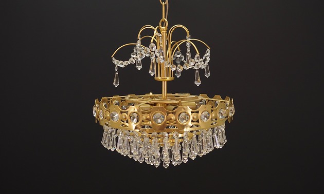 lampy wiszące Żyrandol mosiężny, duński design, lata 70
