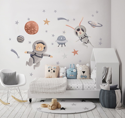 naklejki ścienne do pokoju dziecka Naklejki ASTRO miś i królik
