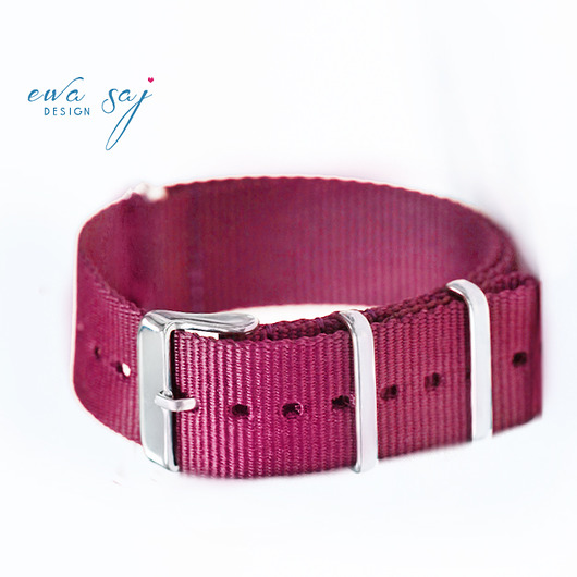 Pasek do zegarka, nato strap amarantowy Makaliboo