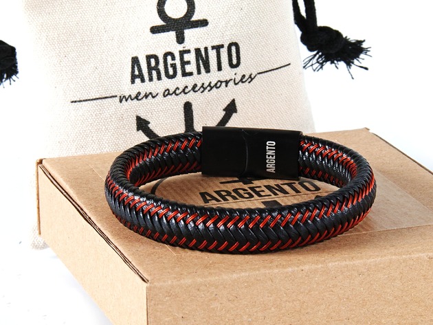 BRANSOLETKA Męska SKÓRZANA PREMIUM Argento akcesoria