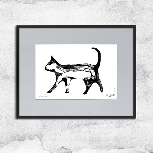 grafiki i ilustracje Grafika z ramą - nr 65 - kot