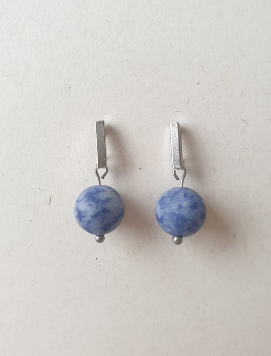 kolczyki z kamieniami Kolczyki PATYCZKI jaspis niebieski