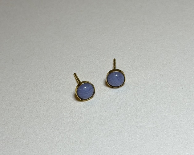 kolczyki pozłacane Kolczyki pozłacane agat blue lace (koronkowy)