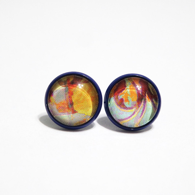 kolczyki szklane Kolczyki - Kolorowe - granatowe