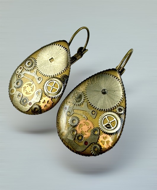 kolczyki z żywicy KOLCZYKI - łezki (golden) III