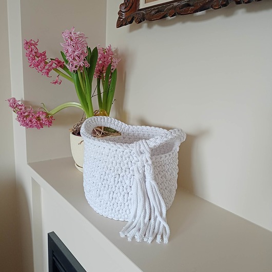 kosze do przechowywania Koszyk okrągły szydełkowy 17cmx15cm