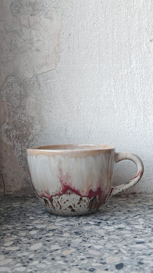 kubki Filiżanki wielkie, różowo-czerwone