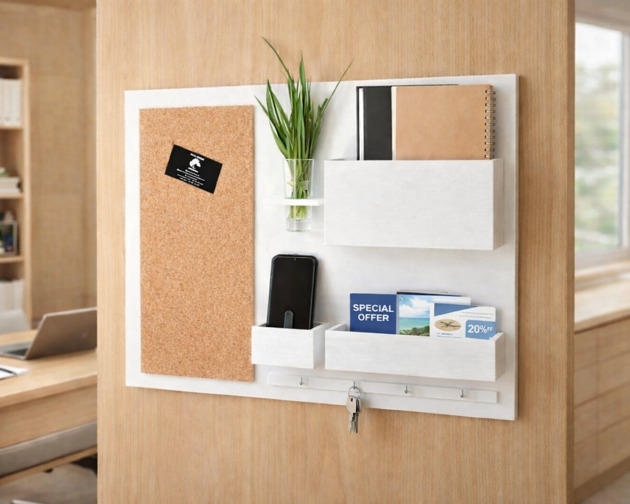 organizery Organizer biurowy - 63x45 cm, drewniany, na ścianę. tablica korkowa