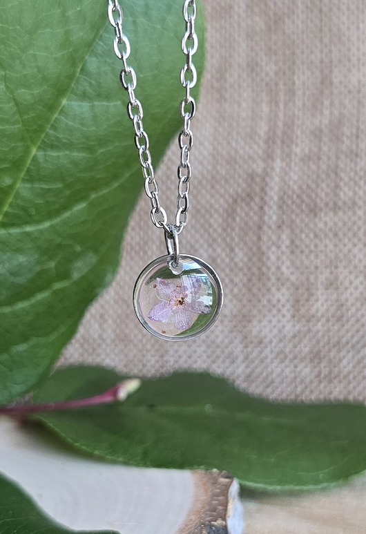 wisiory Srebrny wisiorek prawdziwe kwiaty pudrowy róż