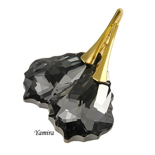 kryształ Swarovski baroque Silver Night gold - kolczyki yamira