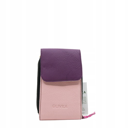 torby na ramię Torebka damska na telefon listonoszka skórzana regulowany pasek OLIVKA