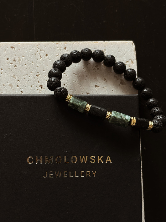 biżuteria męska Bransoletka Męska Serafnit i Turmalin