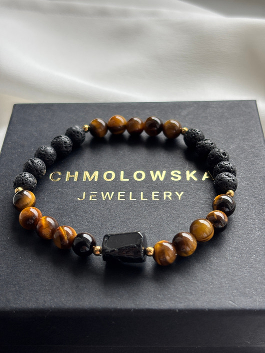 biżuteria męska Bransoletka męska Turmalin i Tygrysie Oko