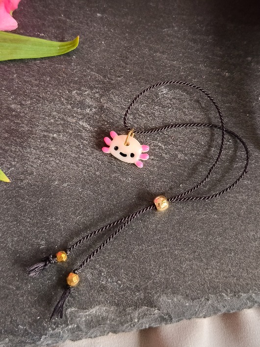 bransoletki na sznurku Bransoletka z aksolotlem, urocza biżuteria kawaii, ze słodkim zwierzakiem