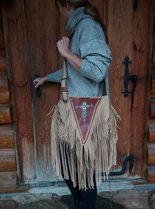 torby na ramię indiańska torba z długimi frędzlami