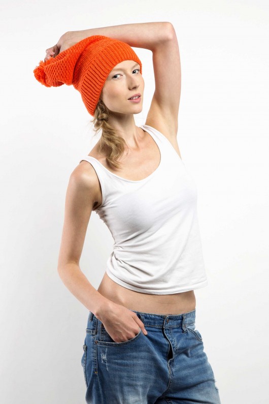 Czapka Beanie Pompon Pomarańcz CADOaccessories