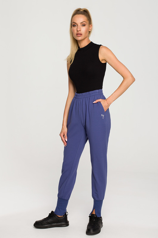 spodnie dresowe damskie Spodnie dresowe z rozcięciami na dole-indygo(M-692)