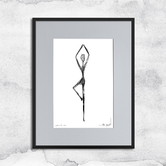 grafiki i ilustracje Joga - autorska grafika z ramą