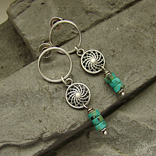 kolczyki srebrne Kolczyki srebrne Turquoise Loops I