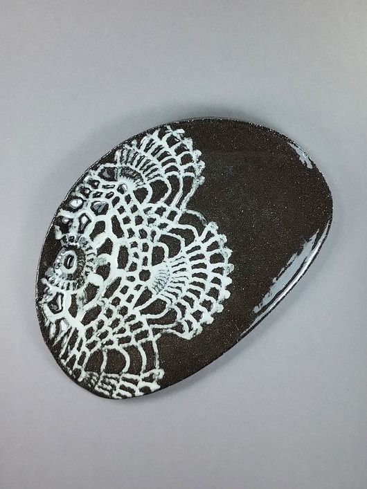 podkładki do kuchni Ceramiczna podstawka pod łyżki Czarna koronka