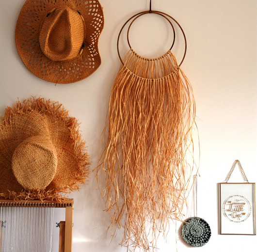 1 x dekoracja ścienna z rafii Wooden Love