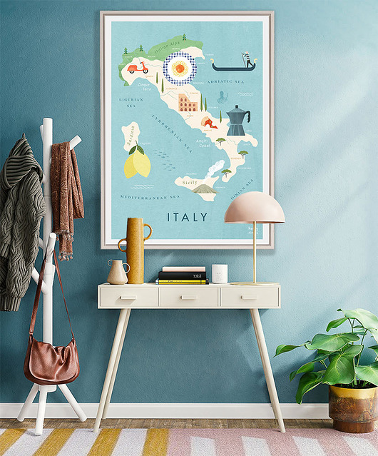 plakaty Plakat Italia / Włochy - mapa graficzna