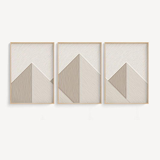 plakaty Zestaw plakatów w stylu skandynawskim, góry, abstrakcja geometryczna.