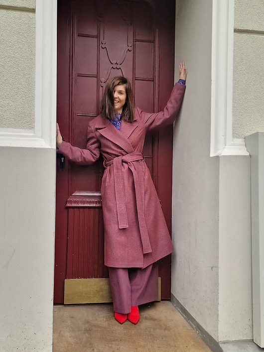 płaszcze damskie Wełniany Płaszcz Daimond Bordo