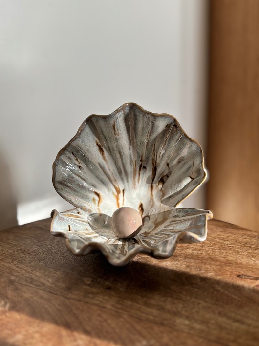 pojemniki na biżuterię Ceramiczna Podstawka na Biżuterię Muszla Skarbiec Freckled Waterfalls