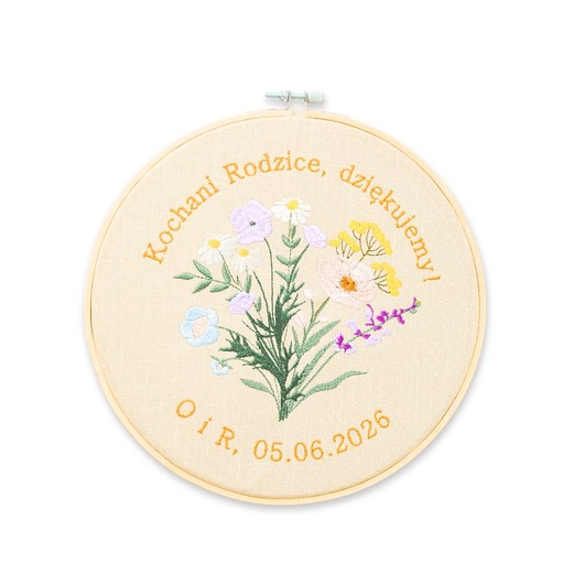 Ślub - inne Podziękowania, Indywidualna dedykacja, haft w tamborku 23 cm