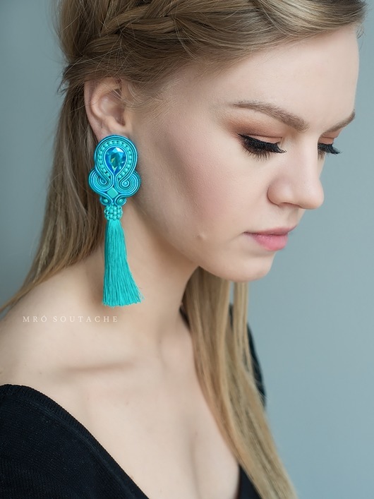 kolczyki soutache Sea Breeze- kolczyki sutasz z chwostami