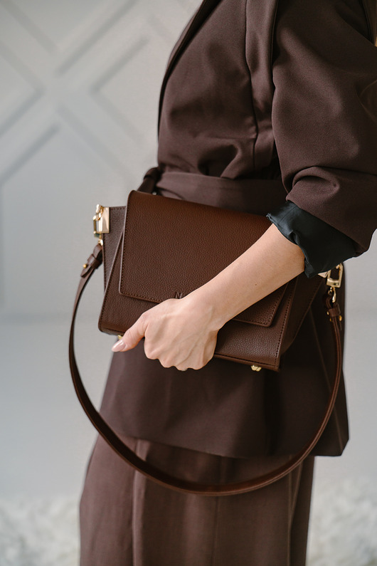 torby na ramię SWITCH BOX - skórzana torebka - brąz klasyczny