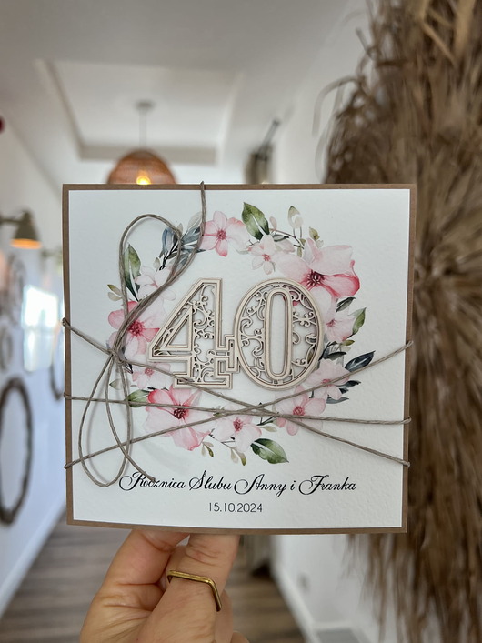 kartki scrapbooking Wyjątkowa kartka ręcznie robiona z okazji 40 rocznicy ślubu