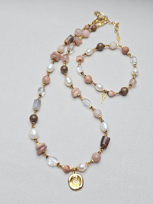 komplet biżuterii Komplet - Naszyjnik Bransoletka -Spokój Kamieni