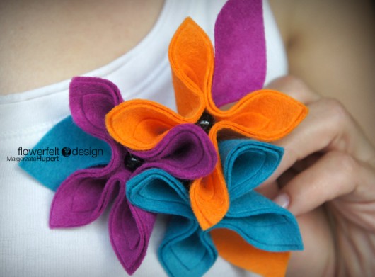 turquise orange fuchsia FlowerFelt Design